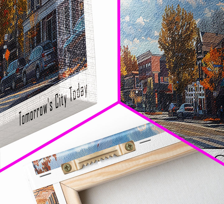 Lakewood New Jersey Panoramic Watercolor Cityscape, Framed Canvas Print for Living Room, Office Wall Art, Urban Decor, Travel Poster