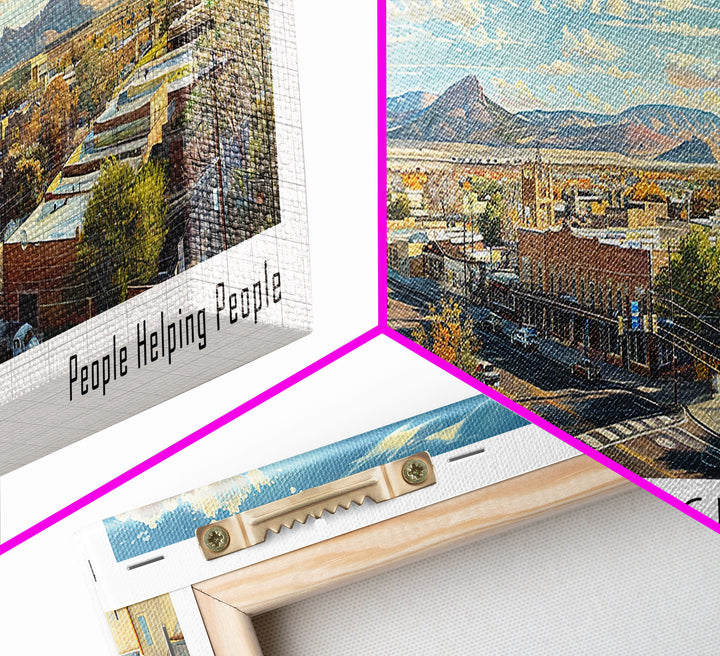 Las Cruces New Mexico Panoramic Cityscape Wall Art, Watercolor Framed Canvas Print, Urban Painting for Living Room, Office Decor, Travel Poster