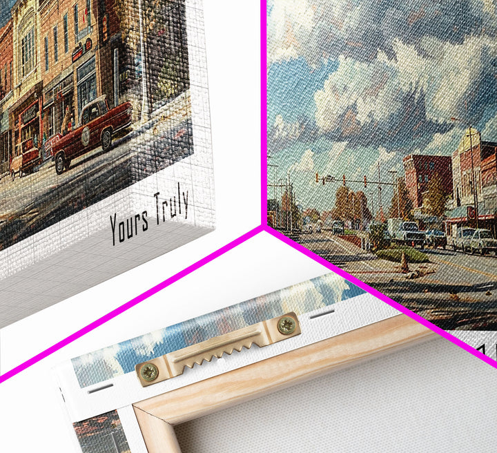 Lees Summit Missouri Panoramic Cityscape Wall Art, Watercolor Framed Canvas Print, Urban Painting for Living Room, Office Decor, Travel Poster