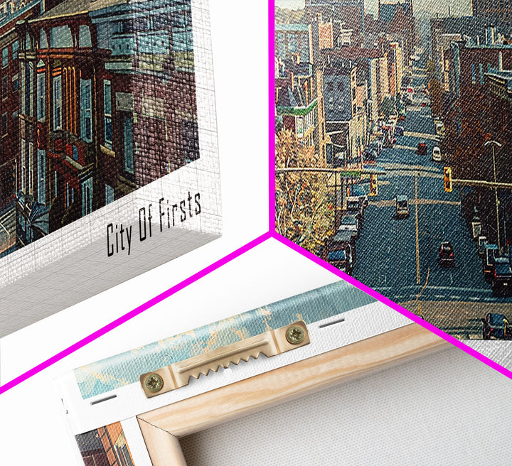 Lynn Massachusetts Panoramic Cityscape Wall Art, Watercolor Framed Canvas Print, Urban Painting for Living Room, Office Decor, Travel Poster