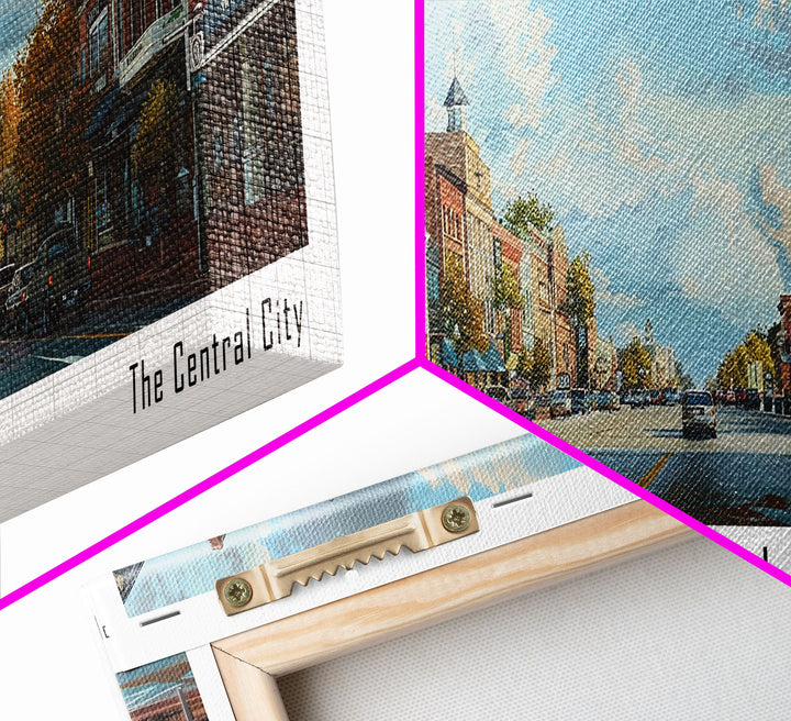 Macon Georgia Panoramic Cityscape Painting, Framed Canvas Print, Urban Decor, Office Wall Art, Watercolor Travel Poster, Home Decoration