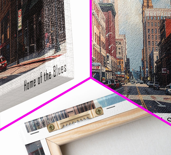 Memphis Tennessee Panoramic Framed Canvas Print, Watercolor Cityscape for Home, Office Wall Art, Living Room Decor, Travel Poster, Gift Idea