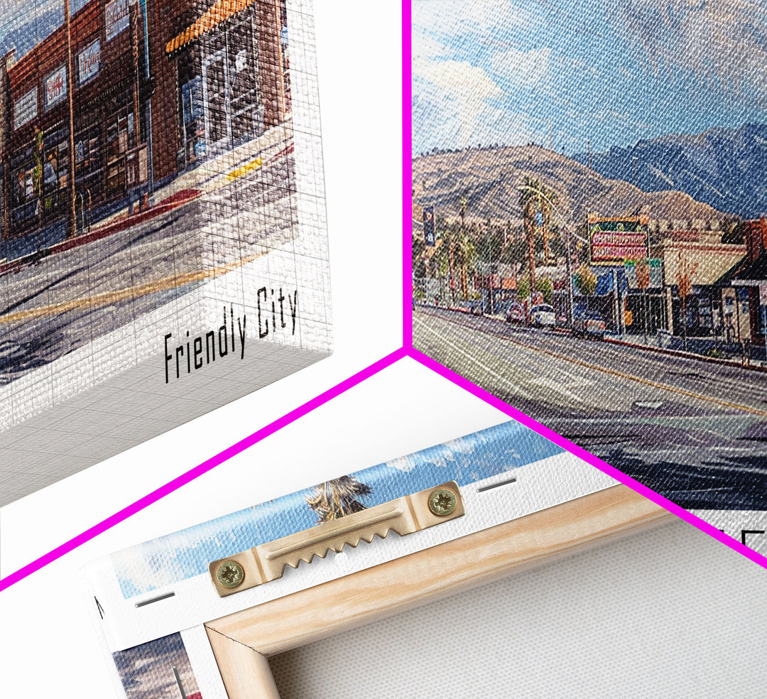 Menifee California Panoramic Framed Canvas Print, Beautiful Watercolor Painting, Office Wall Art, Travel Poster, Home Decor, City Wall Art