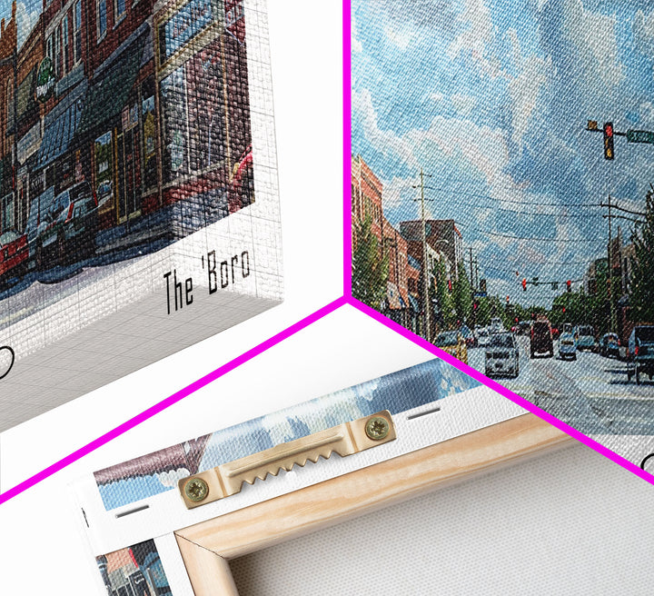 Murfreesboro Tennessee Panoramic Framed Canvas Print, Stunning Watercolor City Art, Office Wall Decor, Travel Poster, Living Room Decor