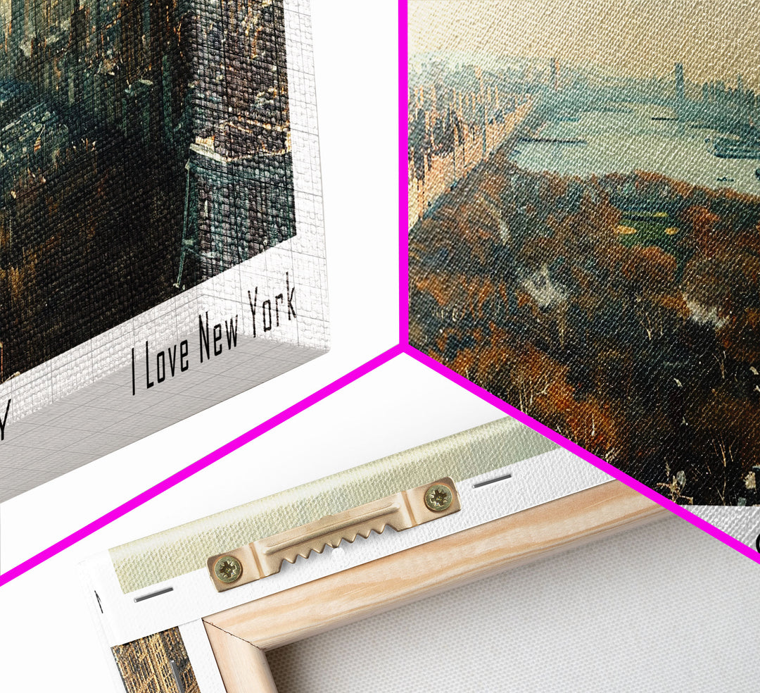 New York New York Panoramic Painting, Framed Canvas Print for Living Room, Stunning Cityscape Watercolor Art, Travel Poster, Unique Gift Idea