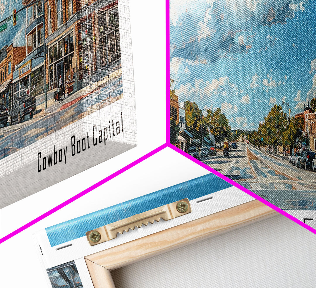 Olathe Kansas Panoramic Painting, Framed Canvas Print for Living Room, Watercolor Cityscape Art, Travel Poster, Modern Home Decor, Gift Idea