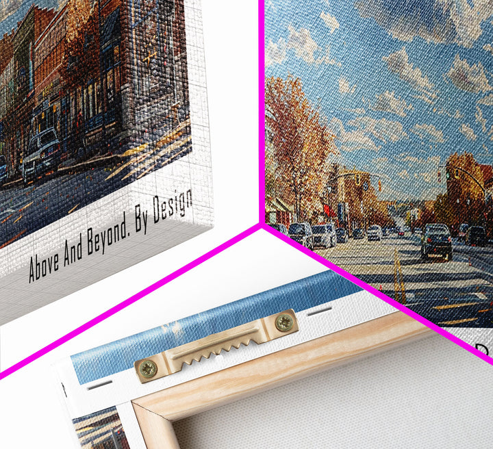 Overland Park Kansas Panoramic Framed Canvas Print, Cityscape Watercolor Painting, Travel Poster, Modern Home Decor, Urban Gift Idea