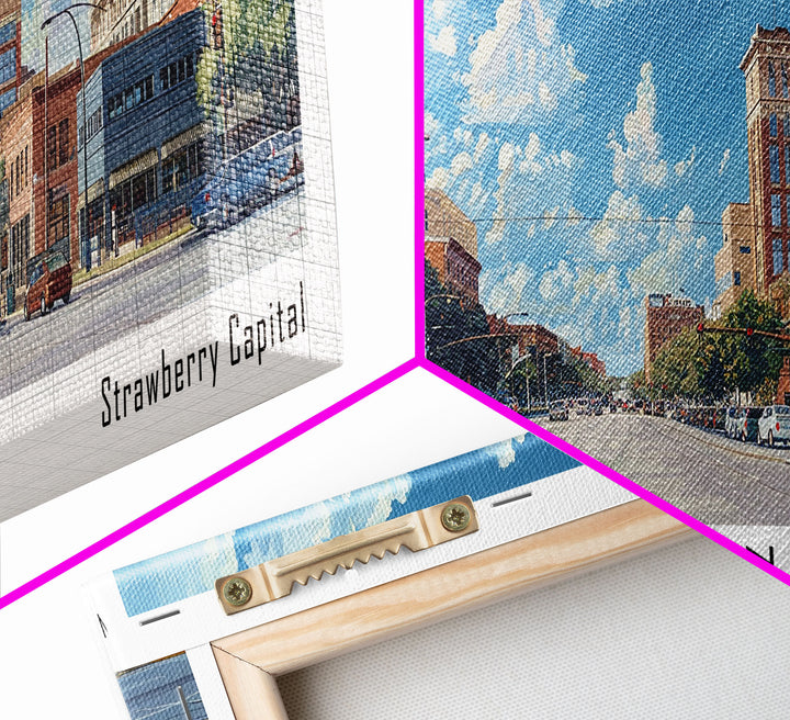 Pasadena Texas Panoramic Framed Canvas Print, Cityscape Watercolor Painting, Travel Poster, Modern Home Decor, Urban Gift Idea