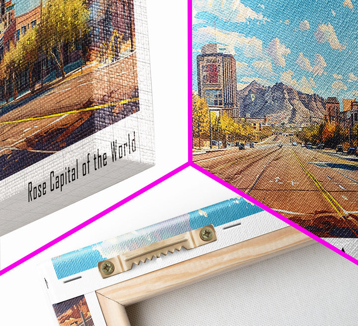 Peoria Arizona Panoramic Framed Canvas Print, Watercolor Cityscape Art, Travel Poster, Home Decor, Urban Gift Idea, Living Room Art