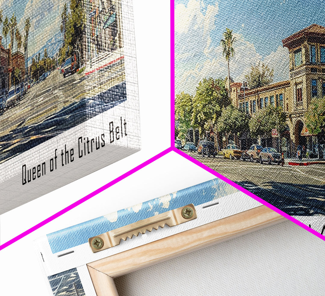 Pomona California Panoramic Painting, Framed Canvas Print, Stunning Cityscape Watercolor Art, Travel Poster, Modern Home Decor, Unique Gift