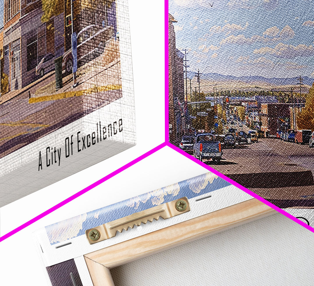 Pueblo Colorado Panoramic Print, Trendy Framed Canvas Print, City Travel Poster, Home Wall Art, Living Room Decor, Artistic Gift