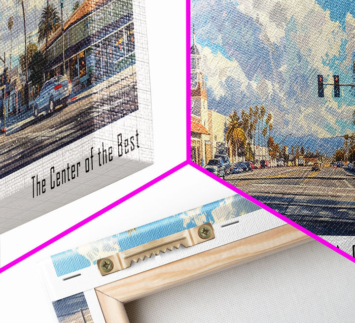Santa Maria California Travel Poster, Framed Canvas Print, Office Decor, Wall Hanging, Travel Gift, Living Room Art, Vintage Style Art