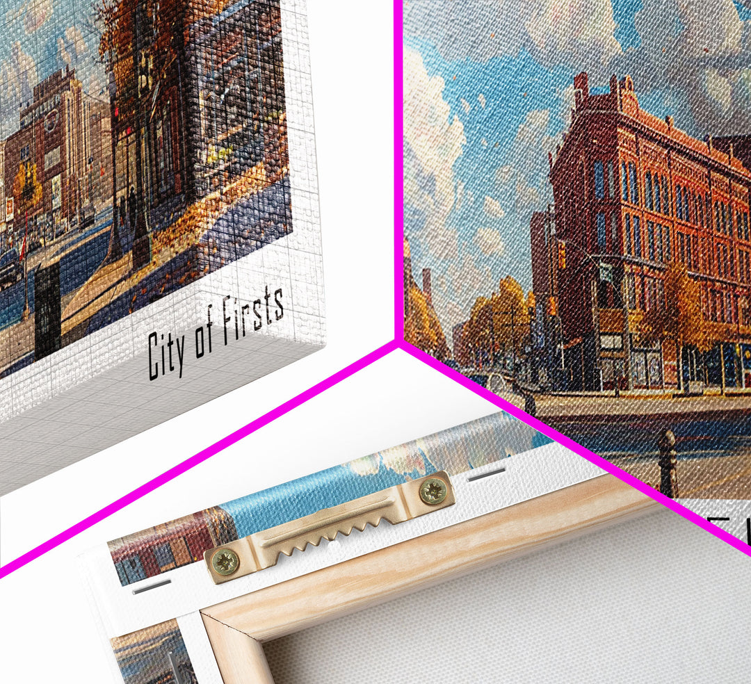 Springfield Massachusetts Travel Poster, Framed Canvas Print, Wall Art, Home Decor, Office Art, Living Room Art, Travel Gift, Vintage Style