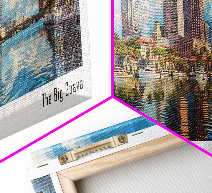 Tampa Florida Travel Poster, Framed Canvas Print, Wall Art, Home Decor, Office Art, Living Room Art, Travel Gift, Vintage Style