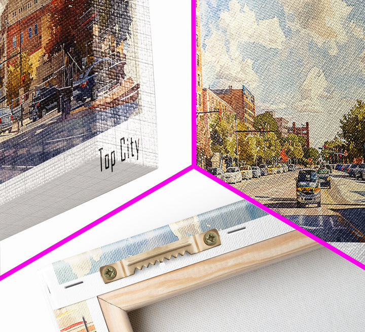 Topeka Kansas Panoramic Wall Art, Framed Canvas Print, Vintage Style Travel Poster, Home Decor, Artistic Office Piece, Unique Gift Idea