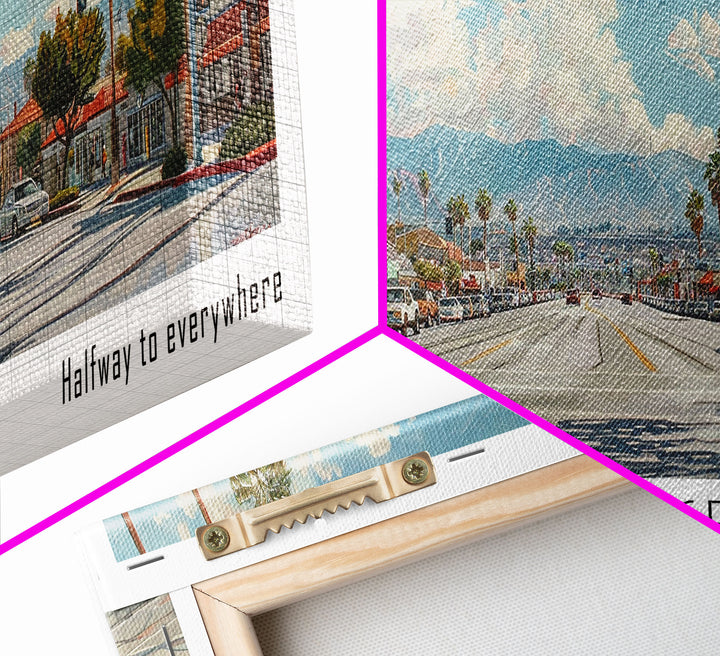 Torrance California Panoramic Art, Framed Canvas Print, Vintage Style Travel Poster, Unique Home Decor, Office Wall Art, Artistic Gift