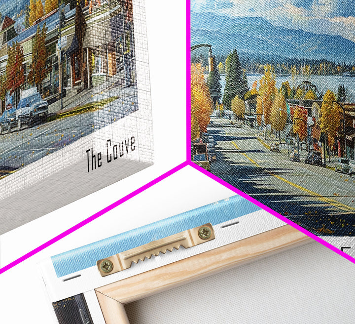 Vancouver Washington Panoramic Painting, Framed Canvas Print, Vintage Travel Poster, Artistic Wall Art, Unique Office Decor, Living Room Gift