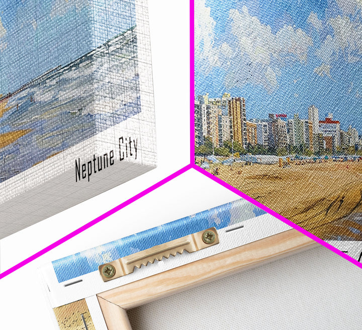 Virginia Beach Virginia Panoramic Framed Canvas Print, Vintage Travel Poster, Unique Wall Art, Artistic Living Room Decor, Office Gift, Home Decoration