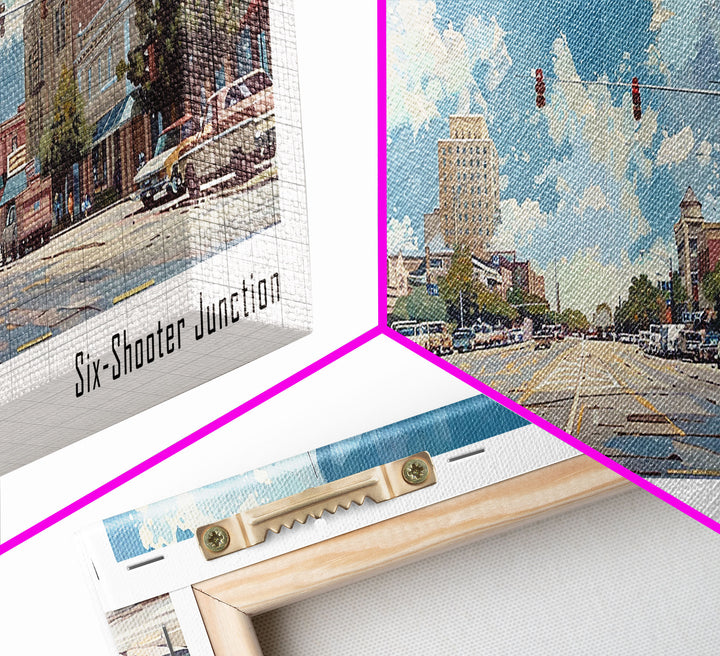 Waco Texas Panoramic Wall Art, Framed Canvas Print, Vintage Style Travel Poster, Artistic Home Decor, Unique Office Piece, Gift Idea