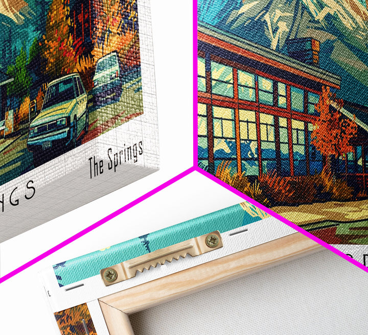 Colorado Springs Colorado Panoramic Travel Poster Framed Canvas Print, Mid Century Modern Art, Pop Art Style, Wall Art Decor, Home Decoration