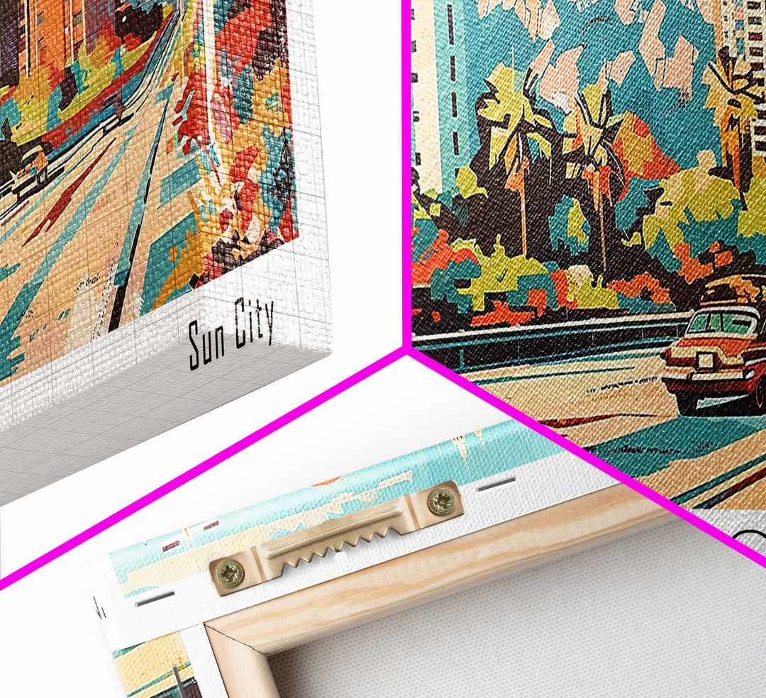 El Paso Texas Panoramic Wall Art, Retro Pop Art Framed Canvas Print, Mid Century Modern Travel Poster, Living Room Decor, Office Wall Art