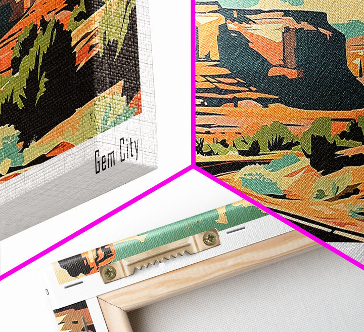 Mesa Arizona Panoramic Painting, Mid Century Modern Framed Canvas Print, Retro Pop Art Travel Poster, Living Room Art, Home Decor, Office Wall Art, Vintage Style