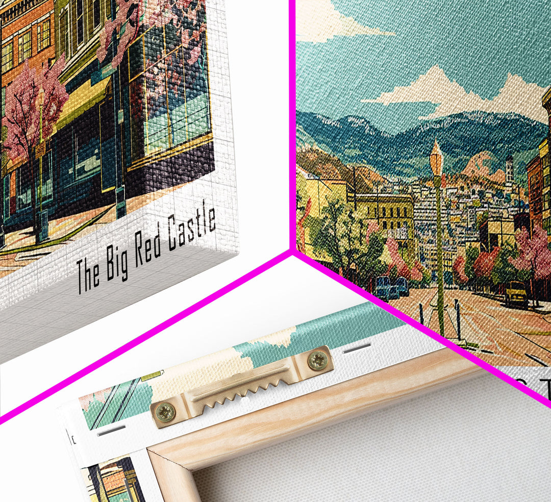Westminster Colorado Panoramic Painting, Mid Century Modern Framed Canvas Print, Retro Pop Art Travel Poster, Office Wall Art, Home Decoration