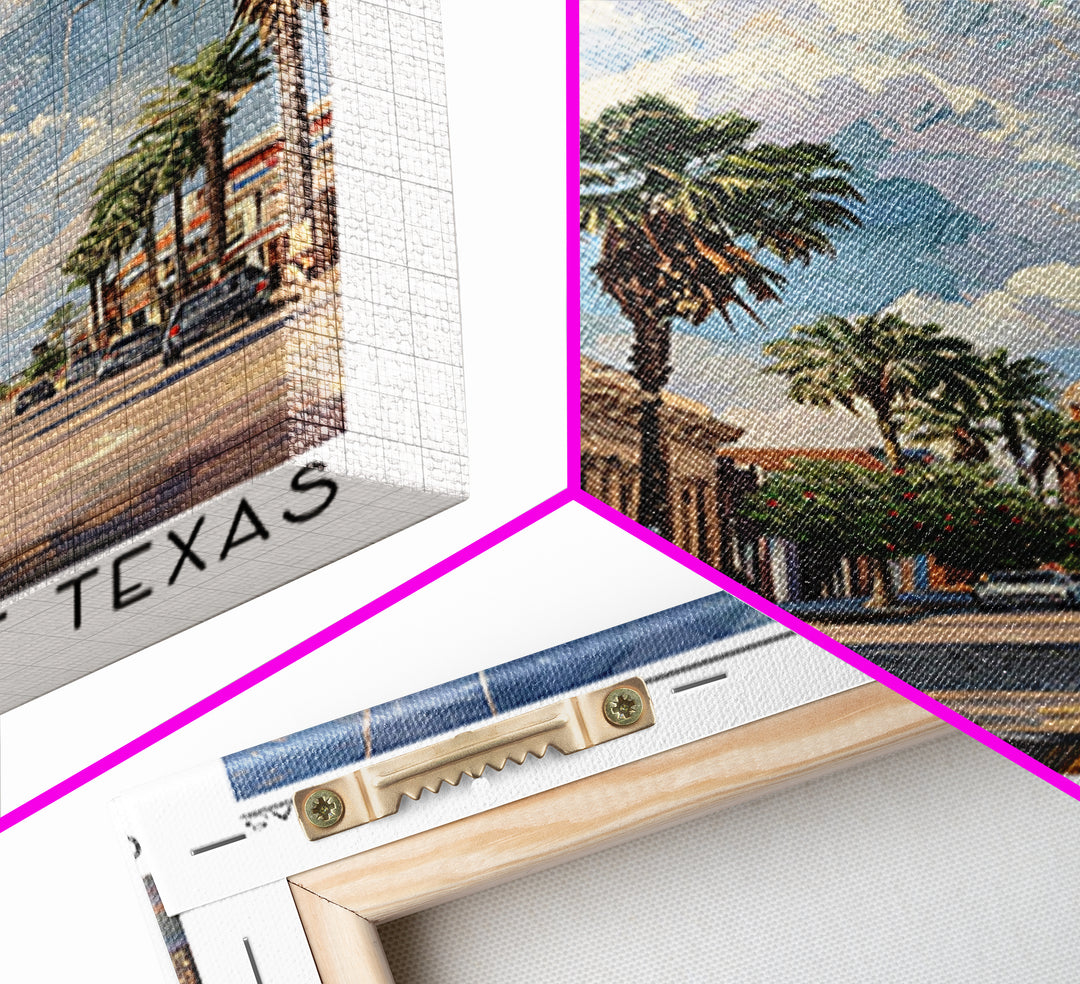Brownsville Travel Poster, Canvas Print, Retro Travel Poster, City Wall Art, Modern Wall Decor, Retro Wall Art, Watercolor Cityscape