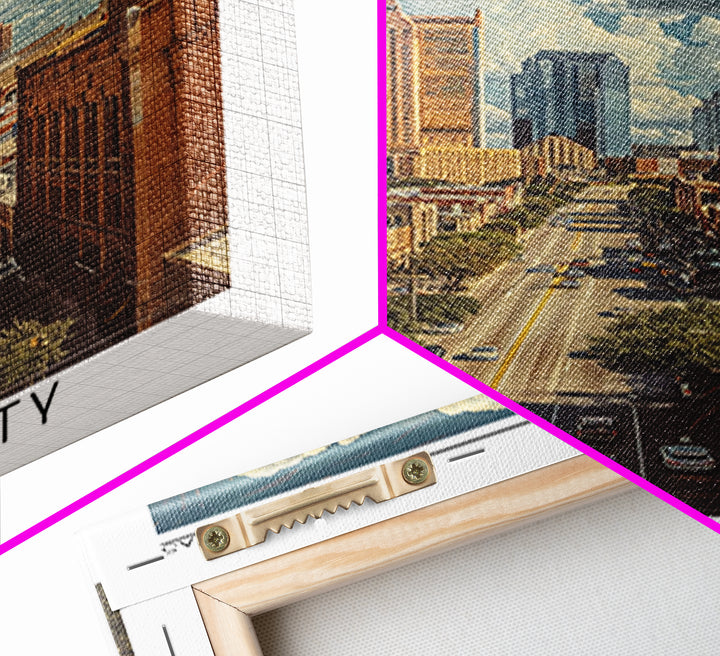 Fort Worth Travel Poster, Framed Canvas Print, Travel Wall Art, City Wall Art, Colorful Wall Art, City Illustration, Wanderlust Gift