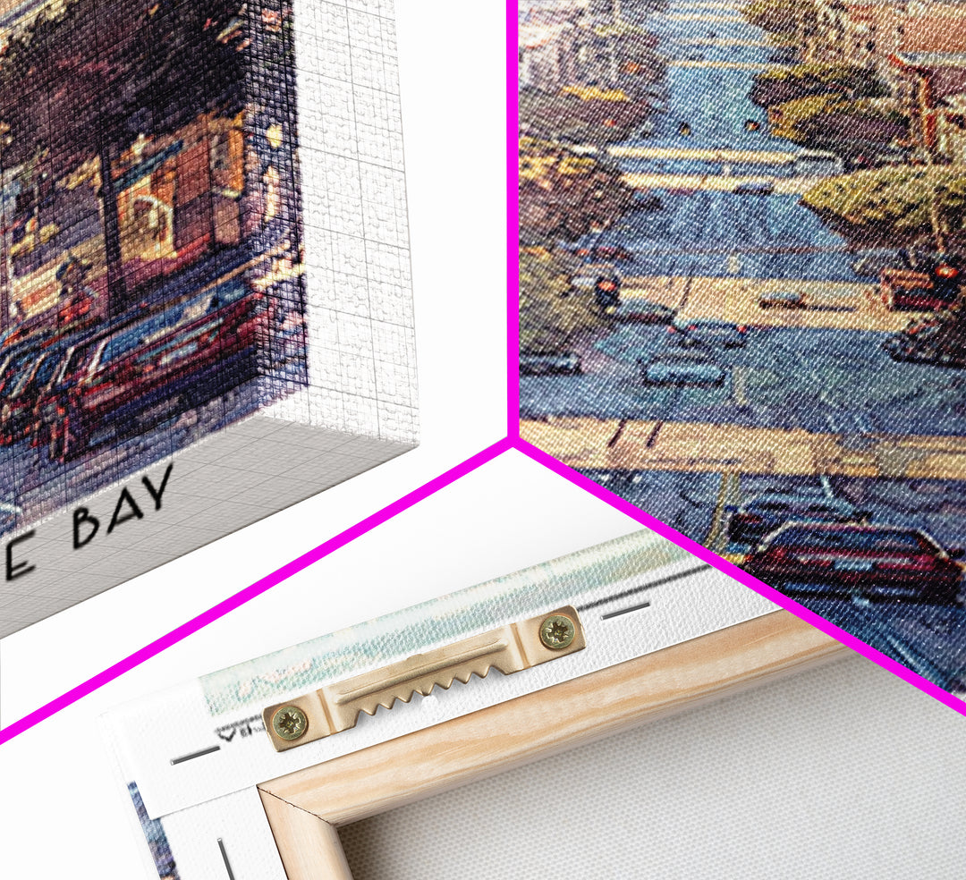 Hayward Travel Poster, Framed Canvas Print, City Travel Poster, Travel Wall Art, Retro Wall Art, Watercolor Cityscape, City Wall Art