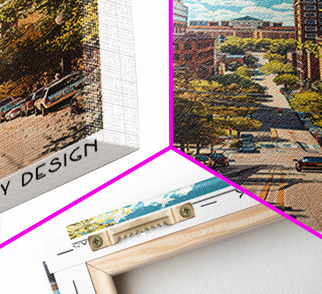 Overland Park Travel Poster, Framed Canvas Print, Travel Prints, Landscape Art, Retro Wall Art, City Art Print, Mid Century Wall Art