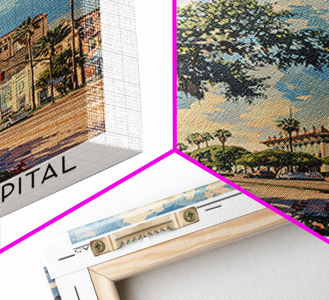 Pasadena Texas Travel Poster, Framed Canvas Print, Travel Prints, Landscape Art, Vintage City Poster, City Art Print, Fine Art Print