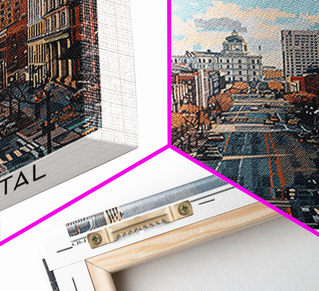 Providence Travel Poster, Canvas Print, Travel Prints, Landscape Art, Fine Art Print, Wall Art, City Illustration, Colorful Wall Art