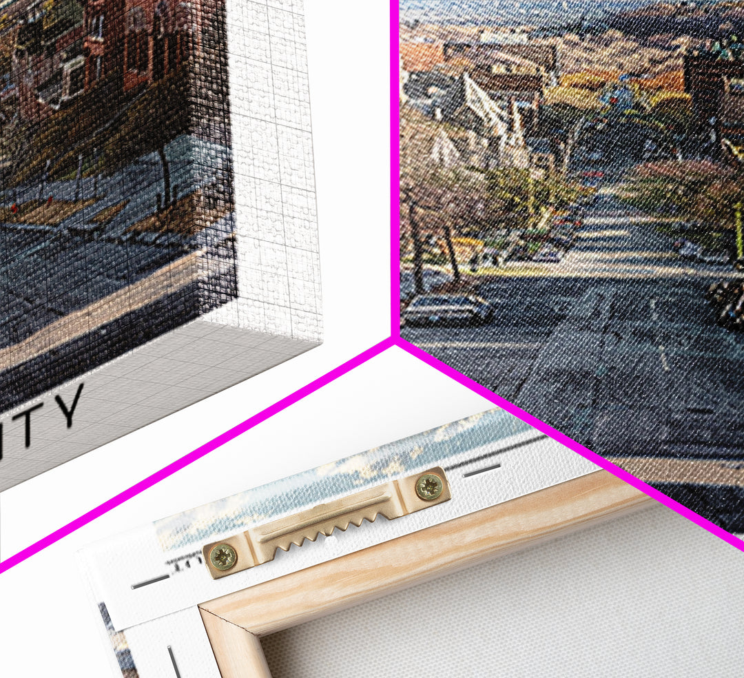 Waterbury Travel Poster, Framed Canvas Print, City Art Print, Travel Wall Art, Gallery Wall Set, Landscape Art, Living Room Wall Art