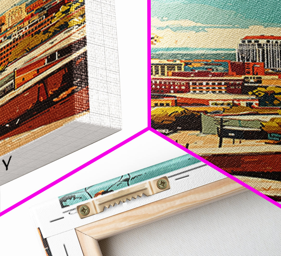 Albuquerque Travel Poster, Canvas Print, Retro Wall Art, Travel Print, Wall Art, Retro Travel Print, City Illustration, Travel Decor