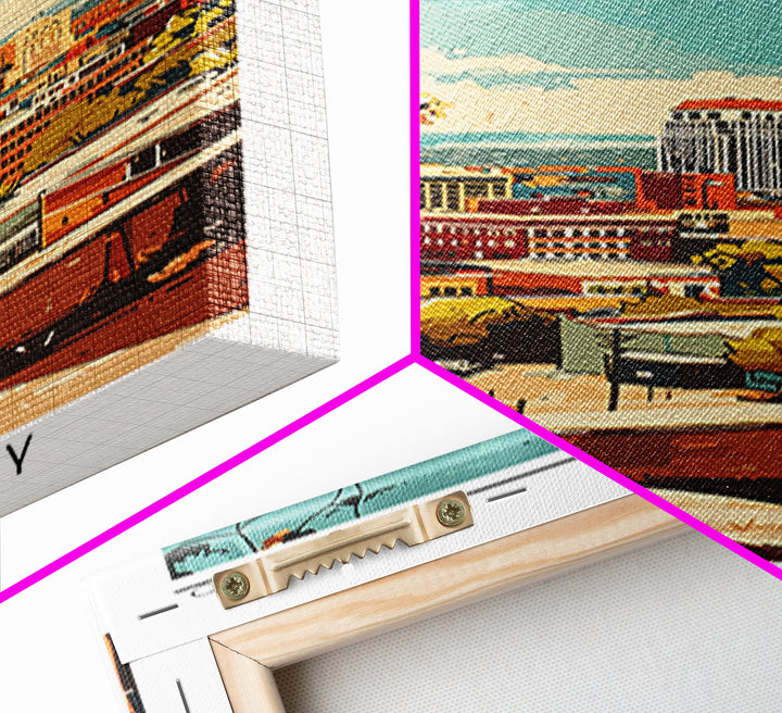 Albuquerque Travel Poster, Canvas Print, Retro Wall Art, Travel Print, Wall Art, Retro Travel Print, City Illustration, Travel Decor