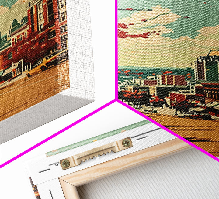 Alexandria Virginia Travel Poster, Framed Canvas Print, City Travel Poster, Travel Wall Decor, Mid Century Wall Art, Travel Wall Art