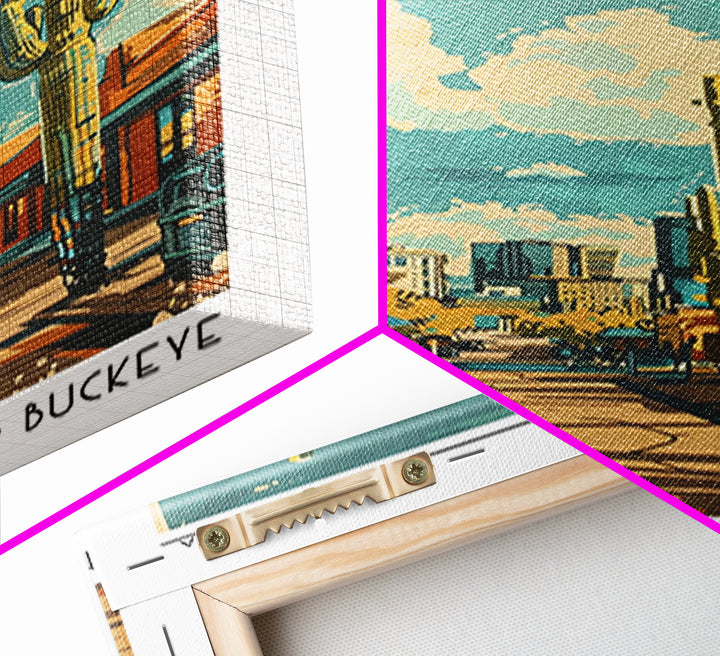 Buckeye Travel Poster, Framed Canvas Print, Travel Wall Art, City Wall Art, Minimalist Poster, Watercolor Cityscape, Wanderlust Gift