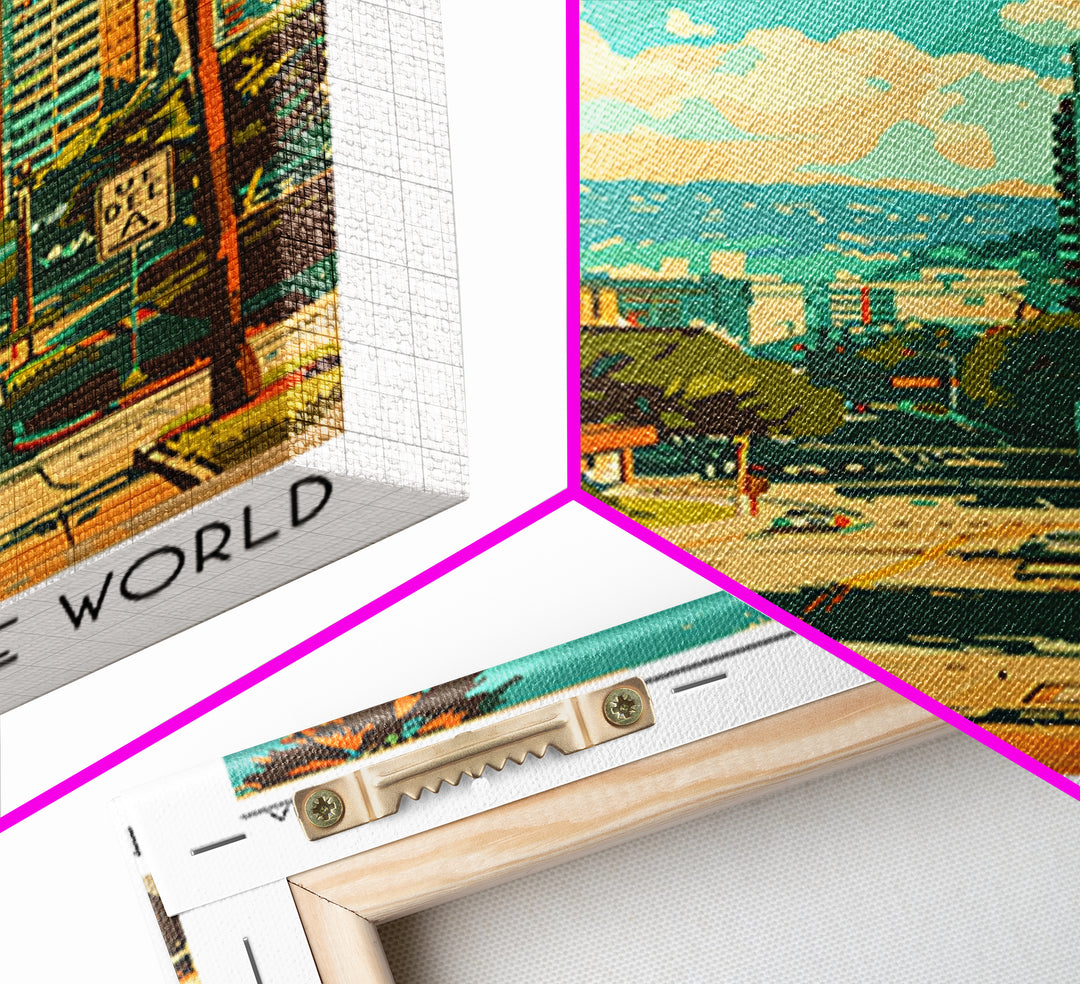 Burbank California Travel Poster, Canvas Print, City Travel Poster, Vintage City Poster, City Illustration, Art Print, City Wall Art