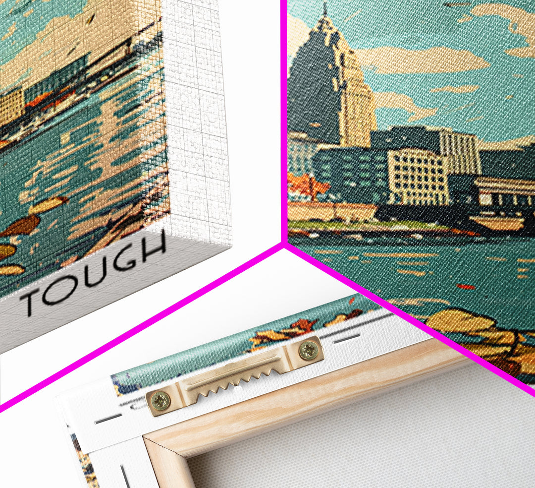 Cleveland Ohio Travel Poster, Framed Canvas Print, City Travel Poster, Vintage City Poster, Mid Century Wall Art, Retro Travel Print
