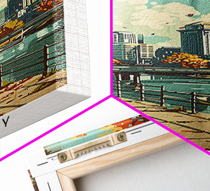 Columbus Ohio Travel Poster, Framed Canvas Print, Travel Art Print, Modern Wall Decor, Colorful Wall Art, Wanderlust Gift, Art Print