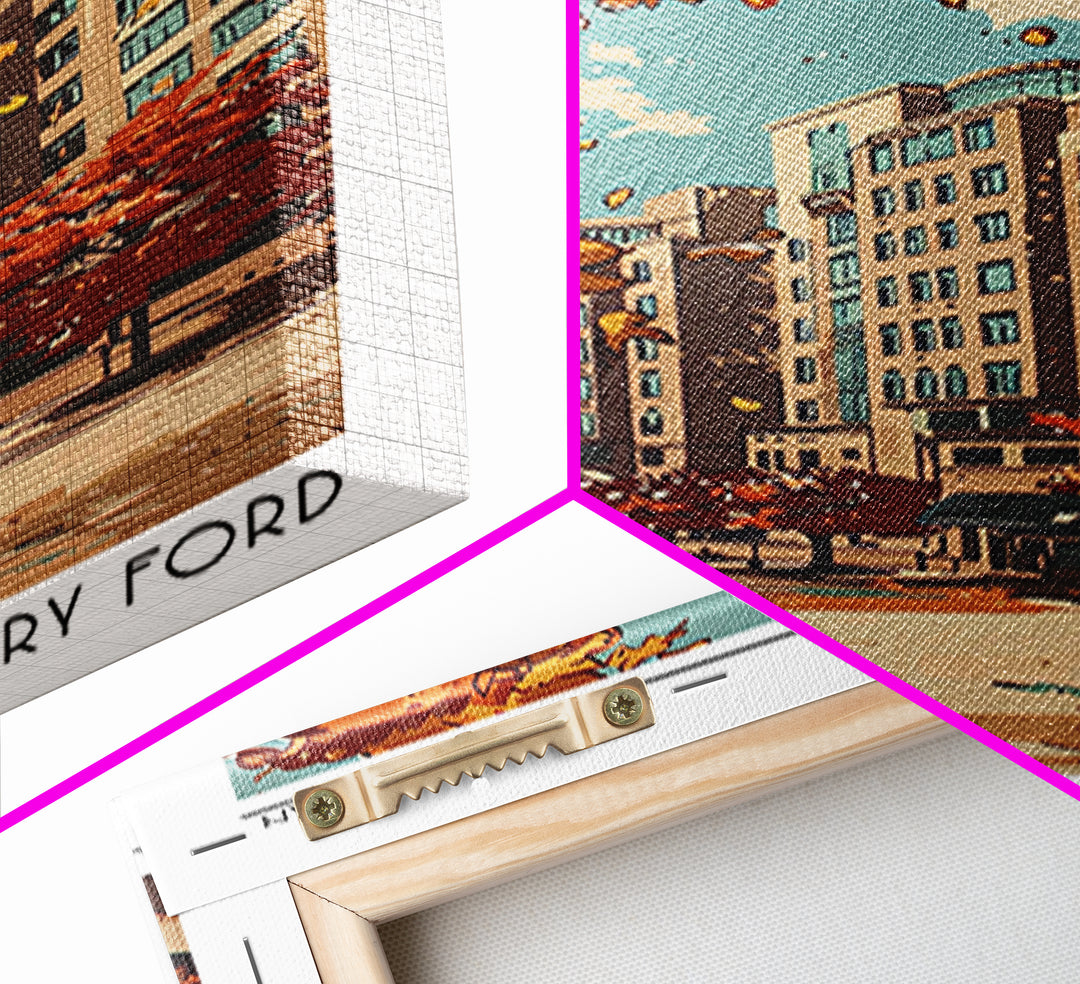 Dearborn Travel Poster, Framed Canvas Print, City Art Print, Travel Wall Art, Vintage Travel, Travel Prints, Wall Art, City Wall Art