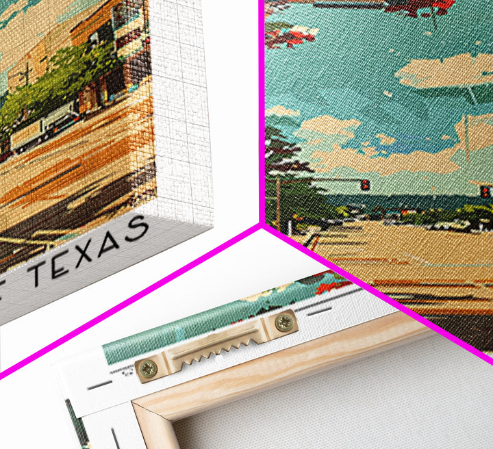 Denton Travel Poster, Framed Canvas Print, Travel Art Print, Modern Wall Decor, Retro Travel Poster, Wanderlust Gift, Retro Wall Art
