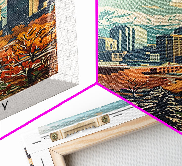 Denver Travel Poster, Framed Canvas Print, City Art Print, Travel Wall Art, Gallery Wall Set, City Illustration, Vintage City Poster