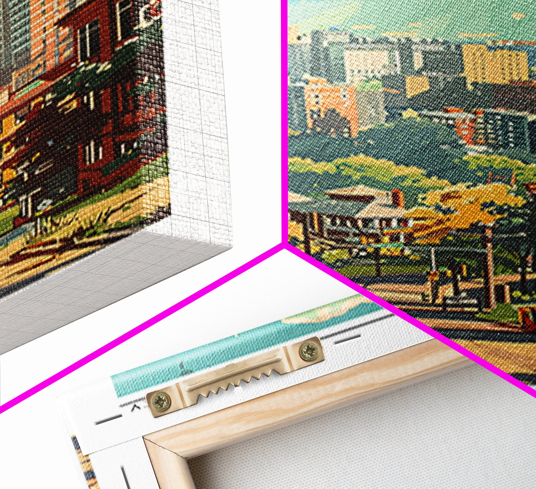 Elizabeth New Jersey Travel Poster, Framed Canvas Print, City Travel Poster, Travel Wall Art, Gallery Wall Set, Watercolor Cityscape