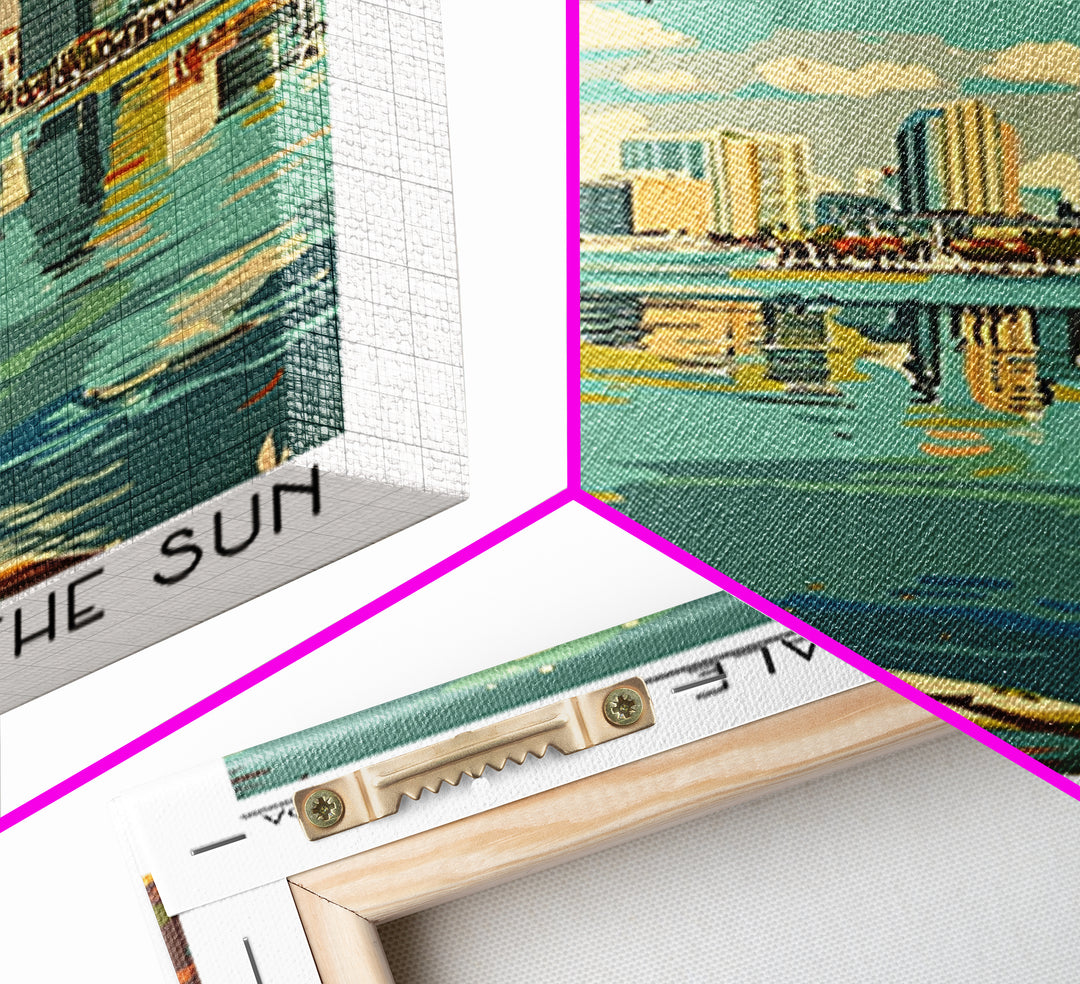 Fort Lauderdale Florida Travel Poster, Framed Canvas Print, Travel Wall Decor, Minimalist Poster, Gallery Wall Set, Travel Art Print
