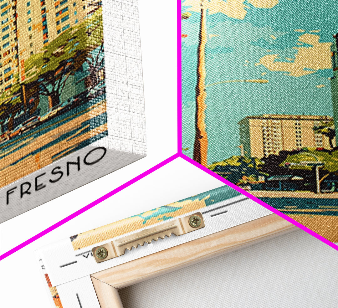Fresno Travel Poster, Framed Canvas Print, Poster Print, Travel Wall Art, City Travel Poster, Travel Print, Travel Posters, Wall Art