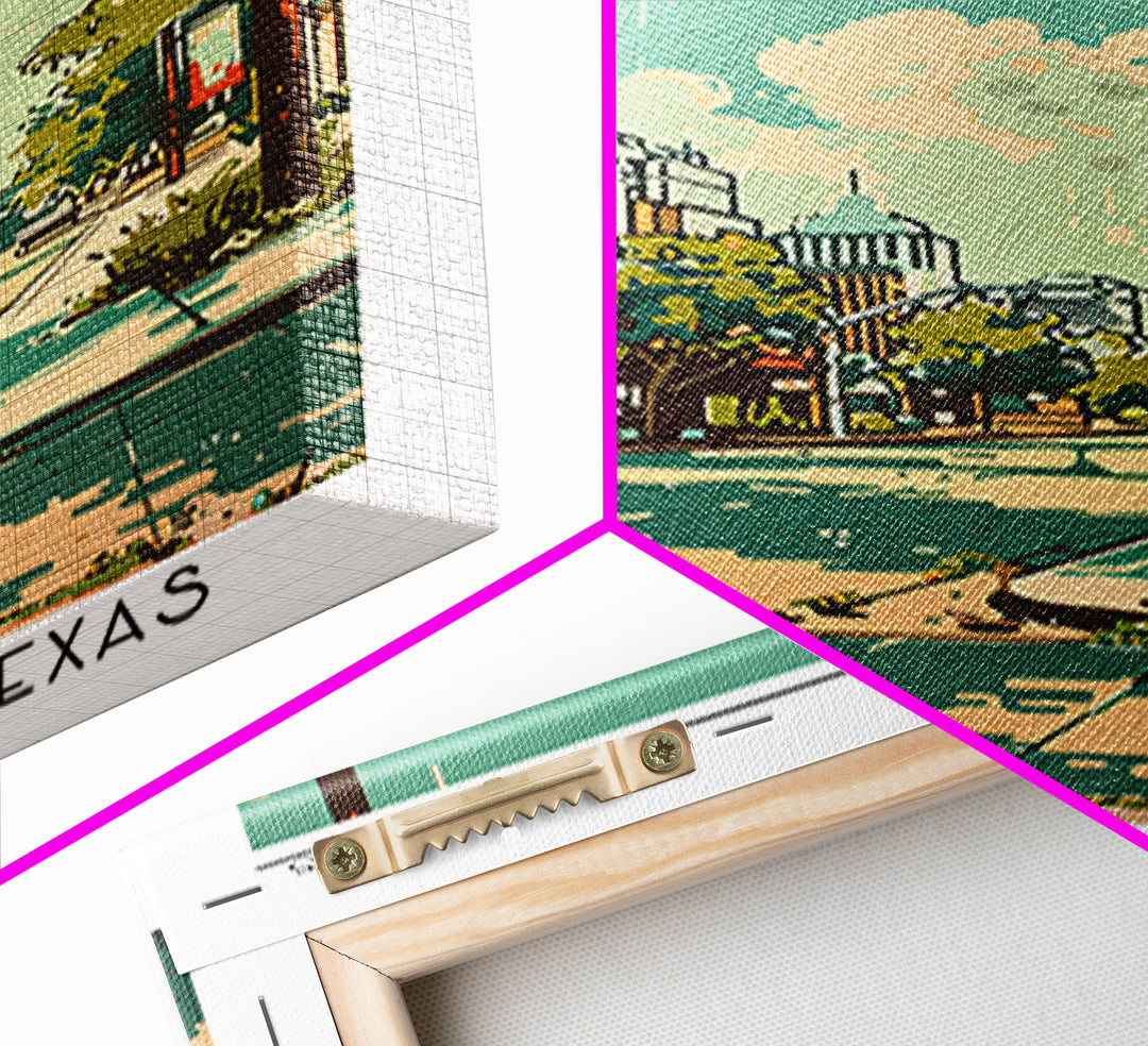 Garland Texas Travel Poster, Framed Canvas Print, Retro Travel Poster, City Wall Art, Wanderlust Gift, Vintage Travel, Landscape Art