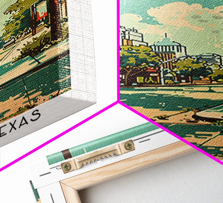 Garland Texas Travel Poster, Framed Canvas Print, Retro Travel Poster, City Wall Art, Wanderlust Gift, Vintage Travel, Landscape Art
