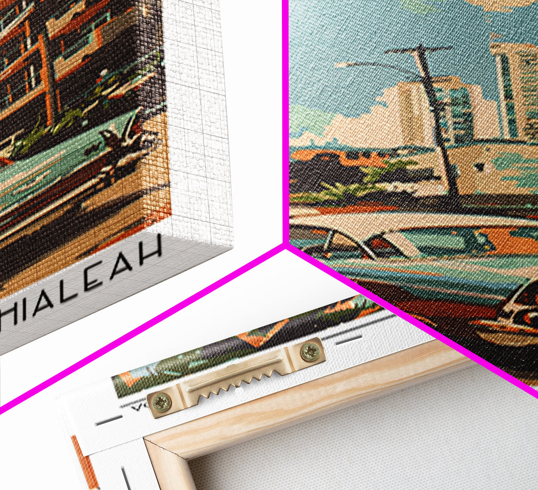 Hialeah Florida Travel Poster, Canvas Print, Travel Wall Decor, Minimalist Poster, Poster Art, Retro Travel Print, City Illustration